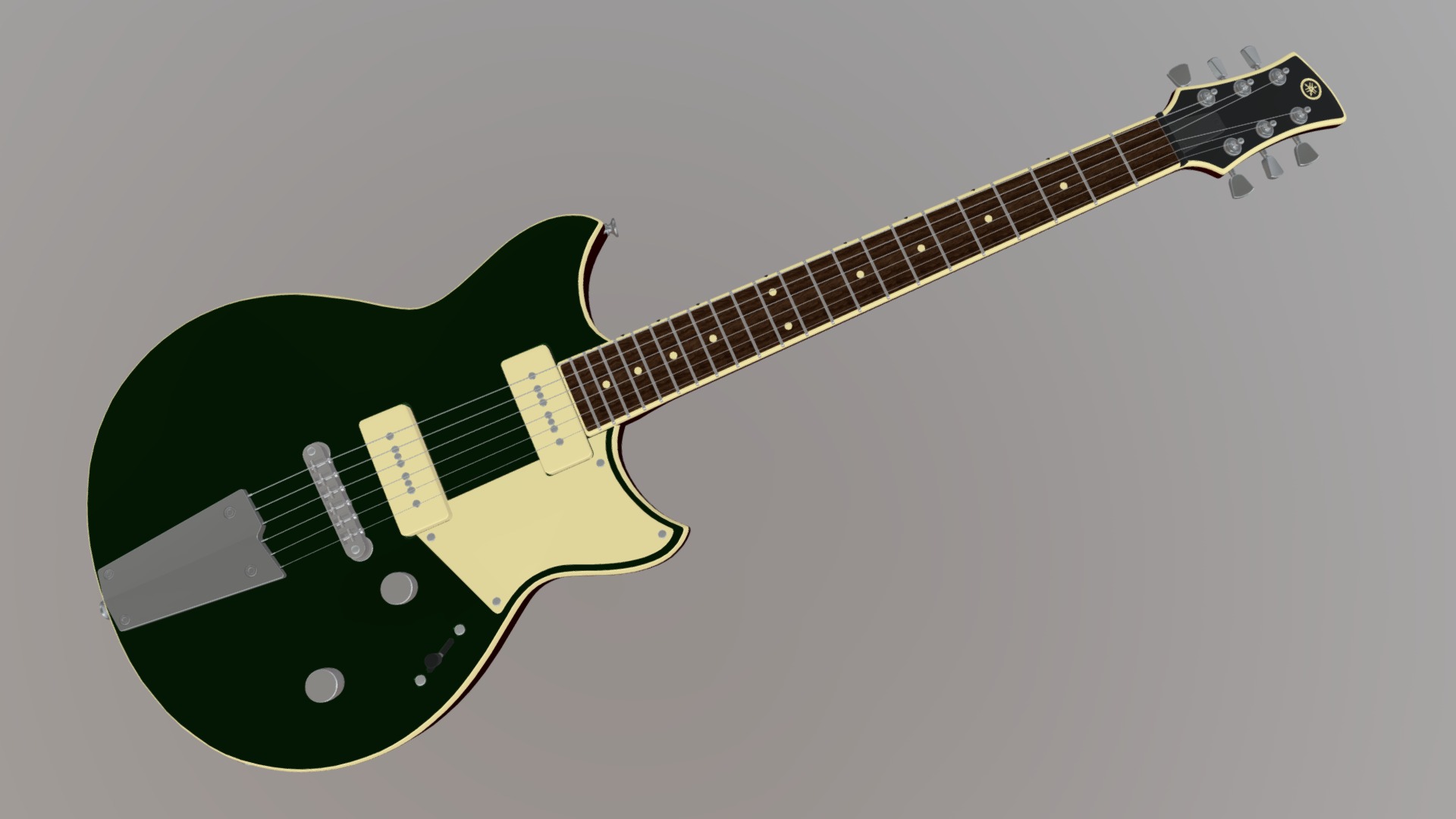 3D model Guitar - This is a 3D model of the Guitar. The 3D model is about a black and white electric guitar.
