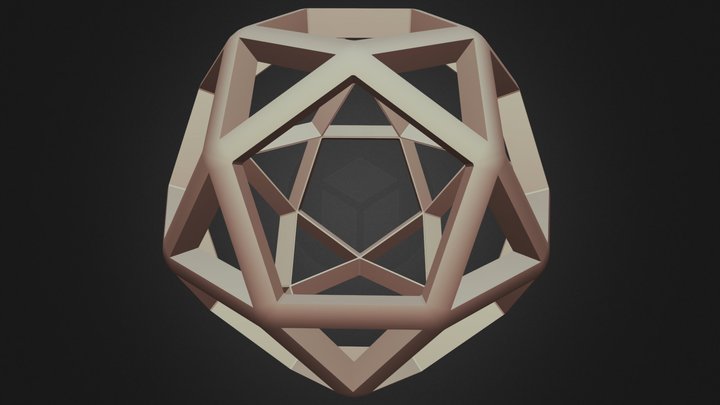 Wireframe Shape Icosidodecahedron 3D Model