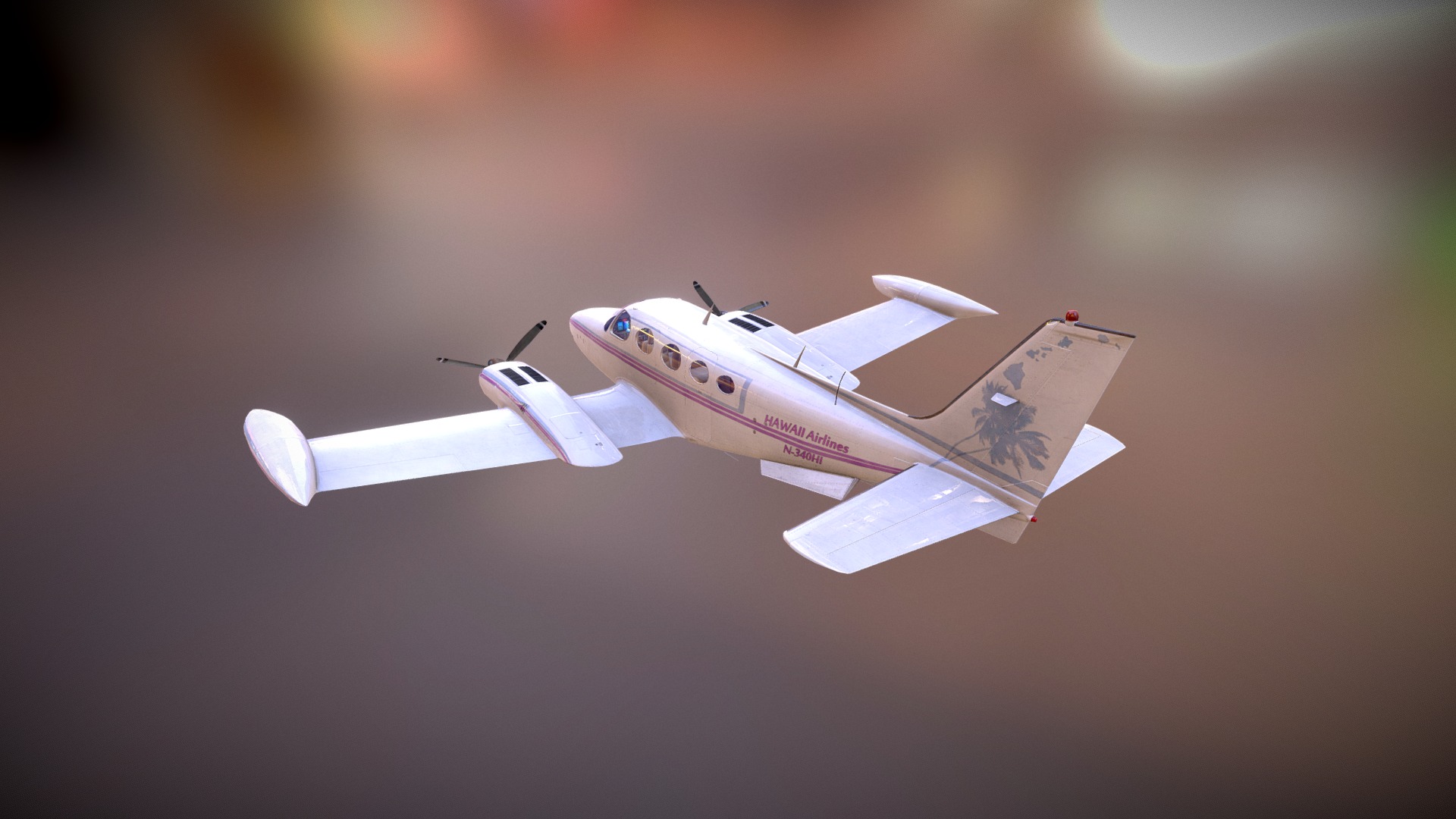 3D model Cessna 340 Flying - This is a 3D model of the Cessna 340 Flying. The 3D model is about a small white airplane flying in the sky.