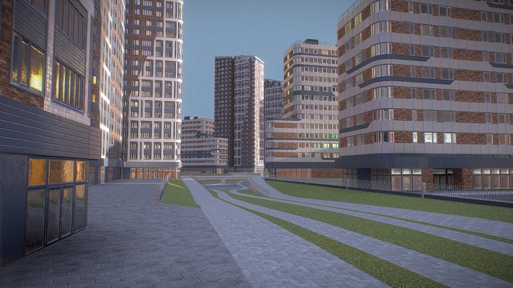 Modern City Block 3D Model