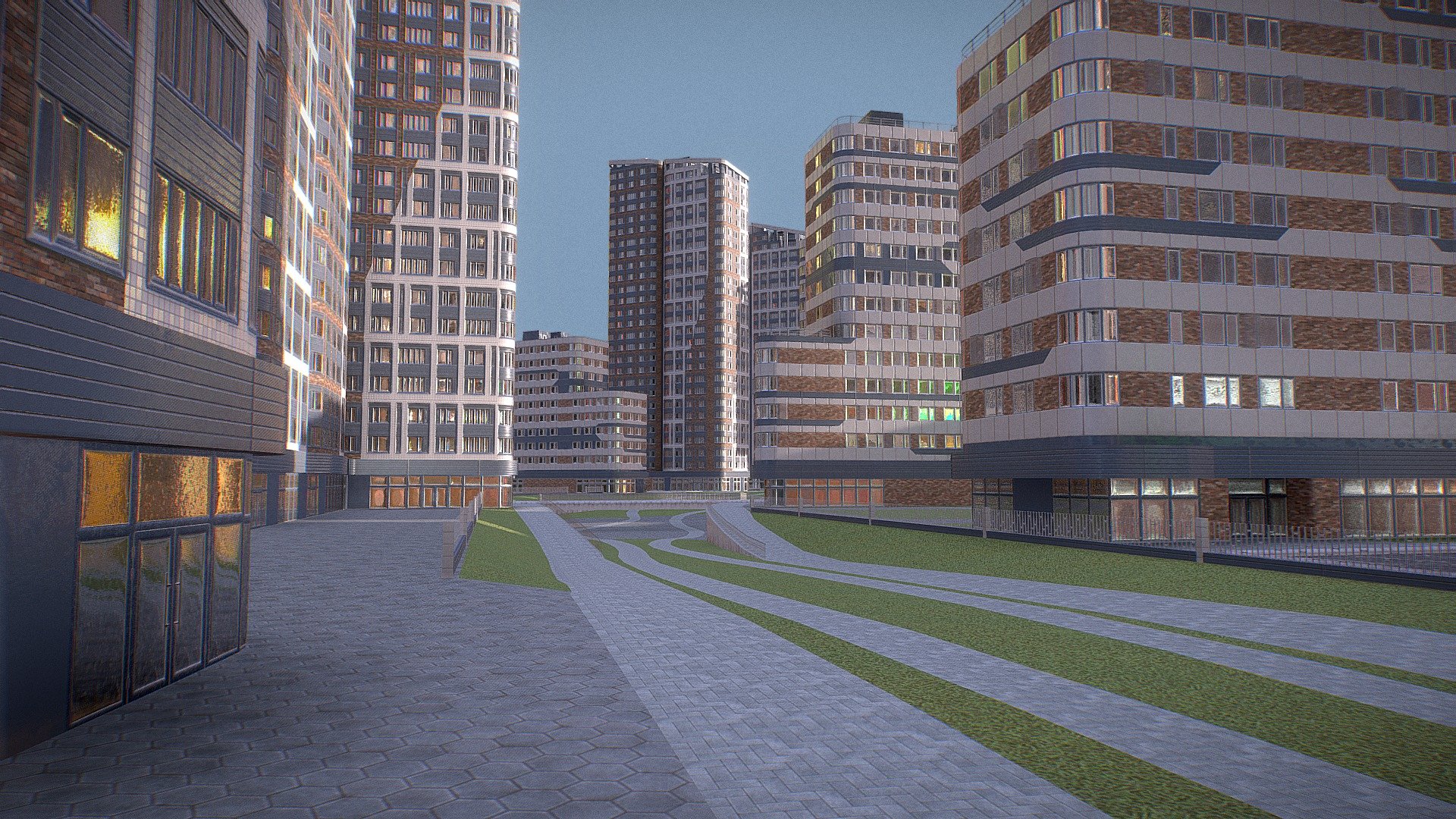 Modern City Block Download Free 3D model by akselmot [c80dba2