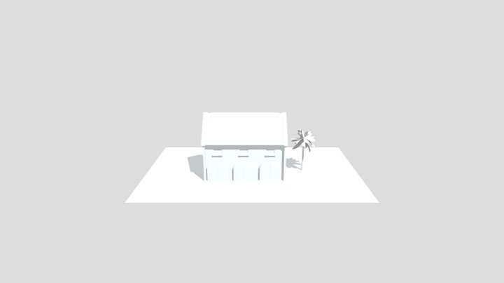 Building with Palm Tree 3D Model