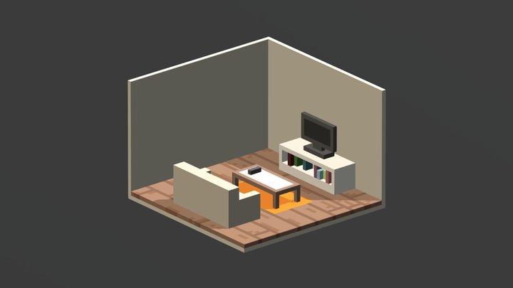 Cozy Living Room (Voxel) 3D Model