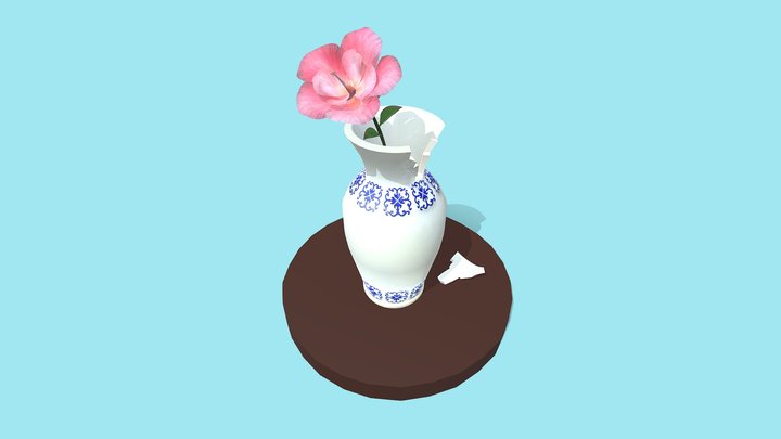Hibiscus & Vase 3D Model