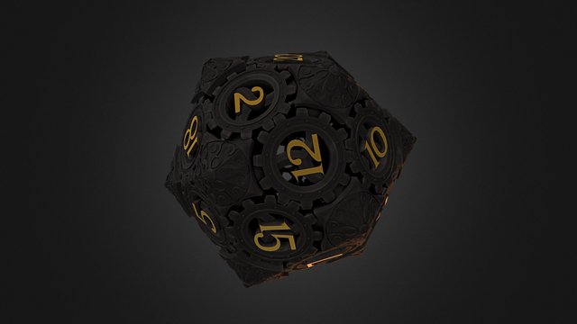 D20 Black-Gold 3D Model