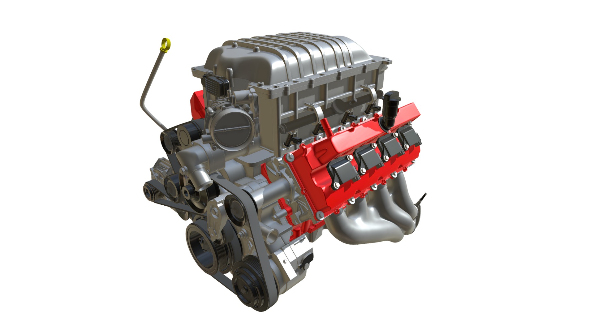 3D model Dodge Challenger HEMI Demon V8 Engine - This is a 3D model of the Dodge Challenger HEMI Demon V8 Engine. The 3D model is about a machine on the white cover.