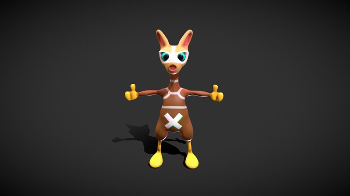 Kangaroo Rig Animated Tail 3D Model