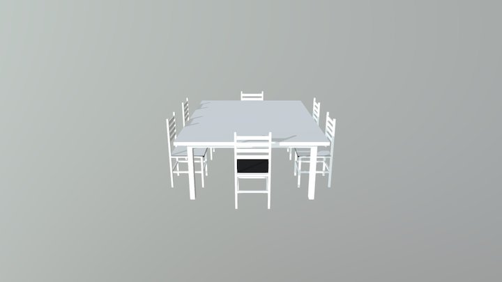 Table And Chairs (Low_Poly) 3D Model