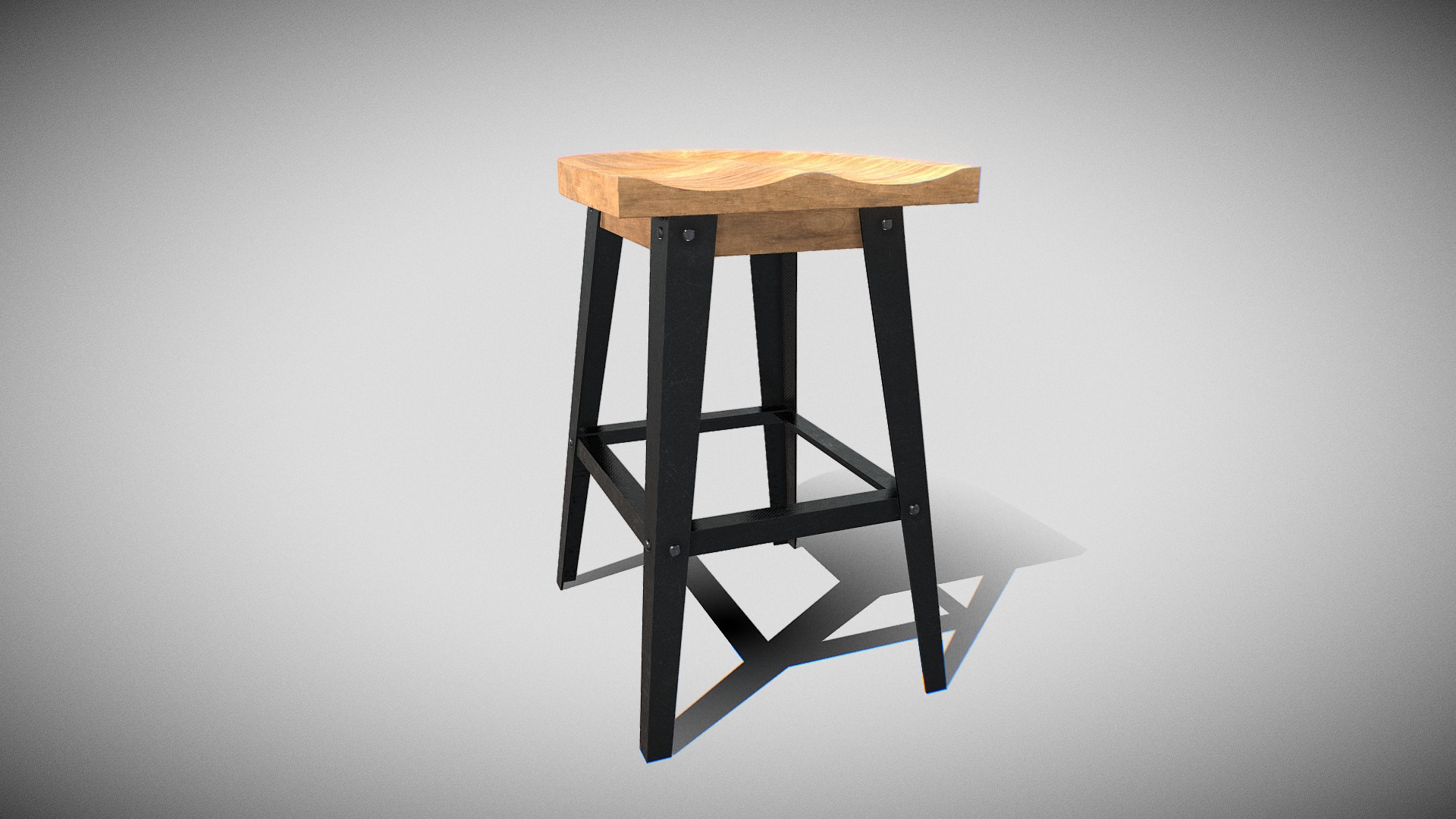 3D model Bar Chair 05 - This is a 3D model of the Bar Chair 05. The 3D model is about a wooden chair on a white background.