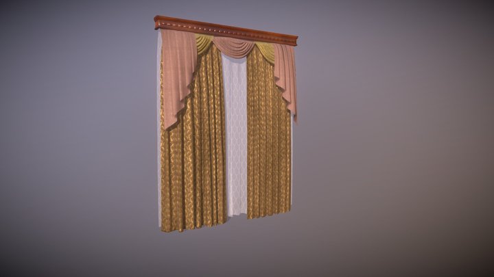 Animated motion №601 Curtain 3D low-poly model 3D Model