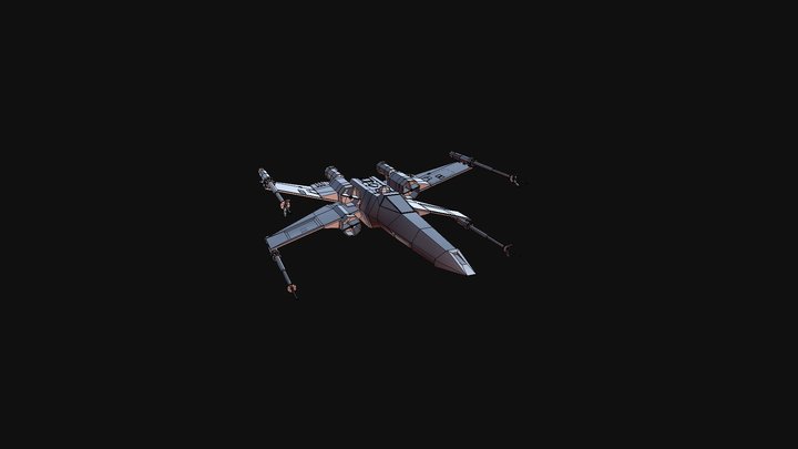 X-wing Low Poly 3D Model