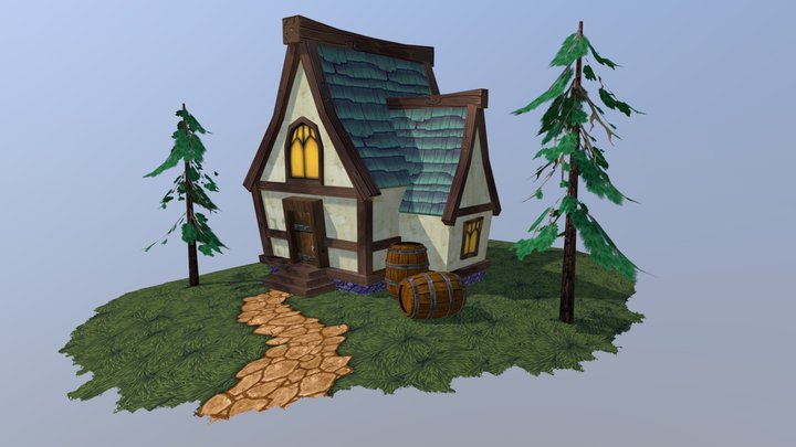Cartoon Styled Fantasy House 3D Model