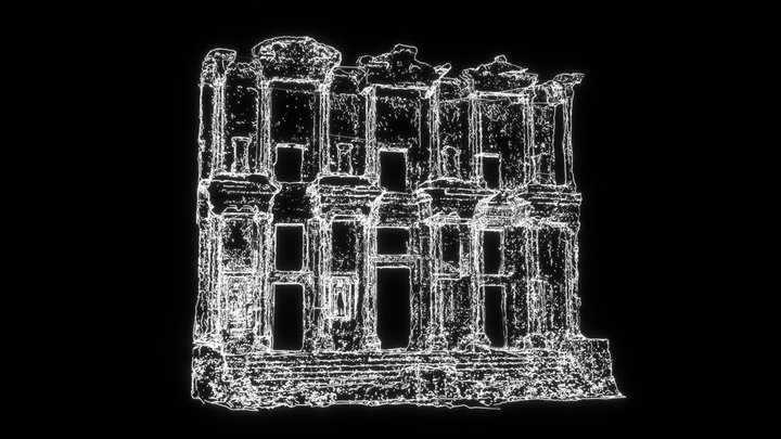 Library of Celsus, Ephesus - 3D Line Art 3D Model