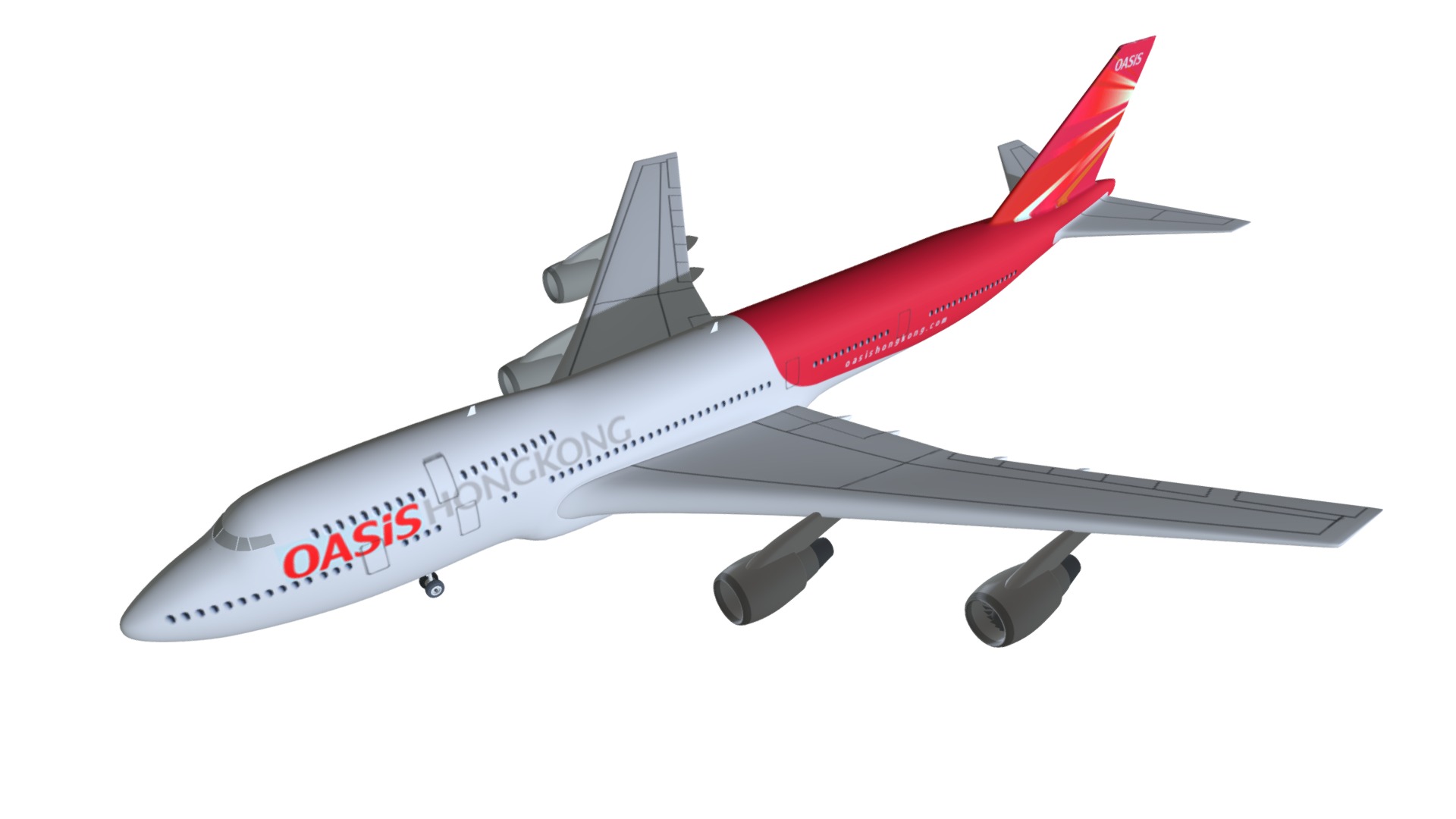 3D model Hong Kong Airlines - This is a 3D model of the Hong Kong Airlines. The 3D model is about a jet flying in the sky.