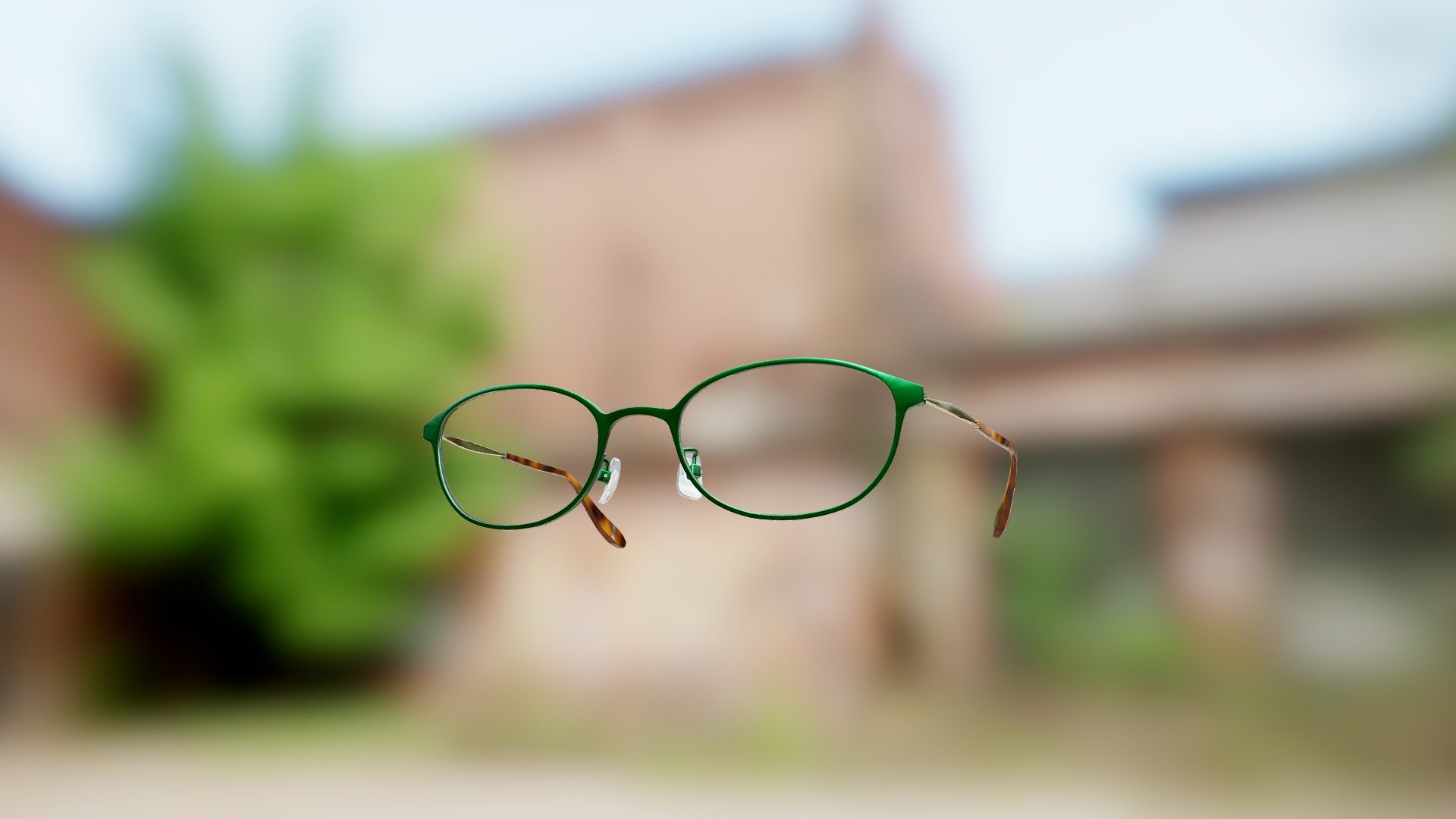 Generic Titanium Flat Boston Glasses (Green)