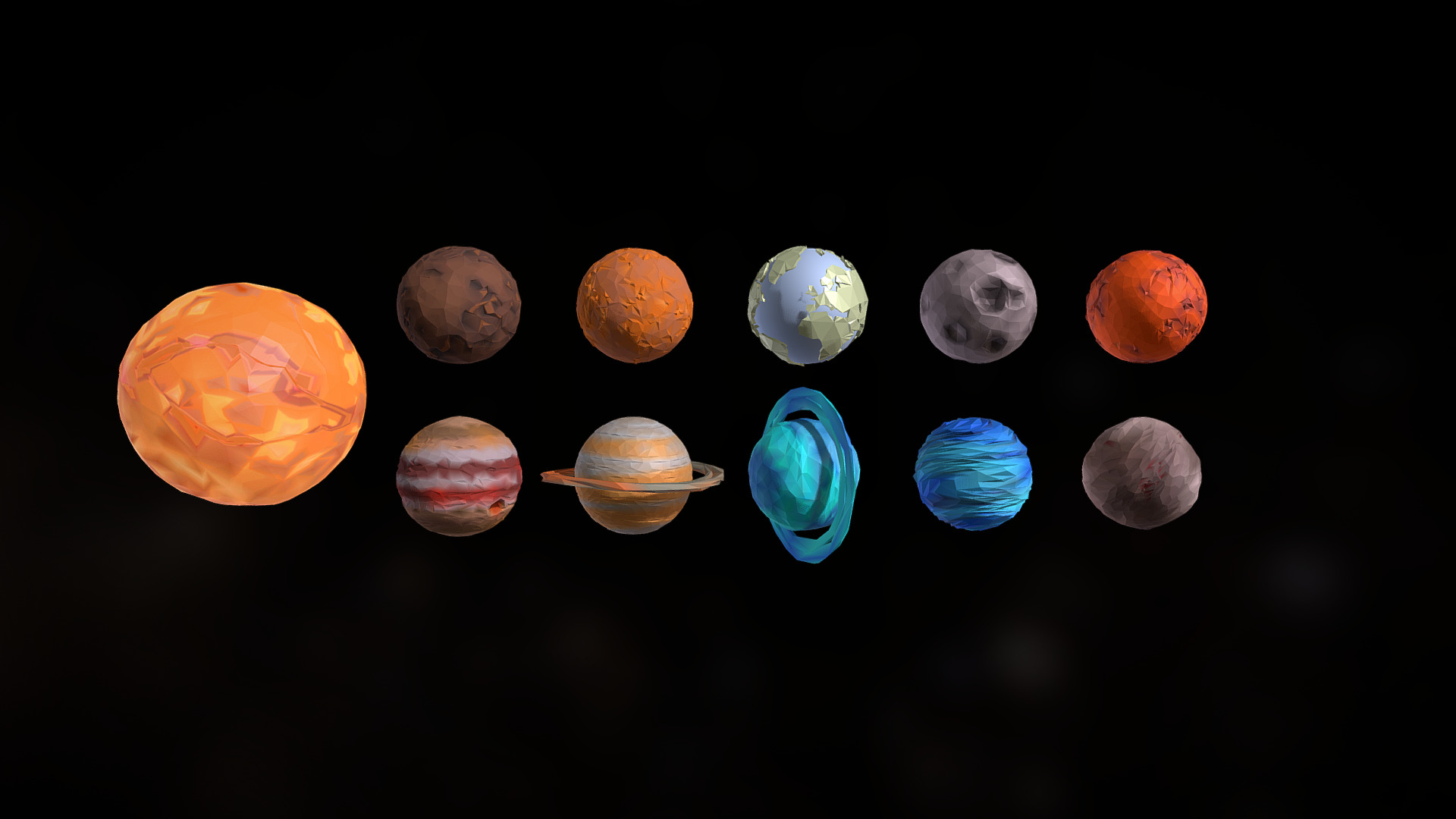 3D model [M]Lowpoly Solar System - This is a 3D model of the [M]Lowpoly Solar System. The 3D model is about a group of planets in space.
