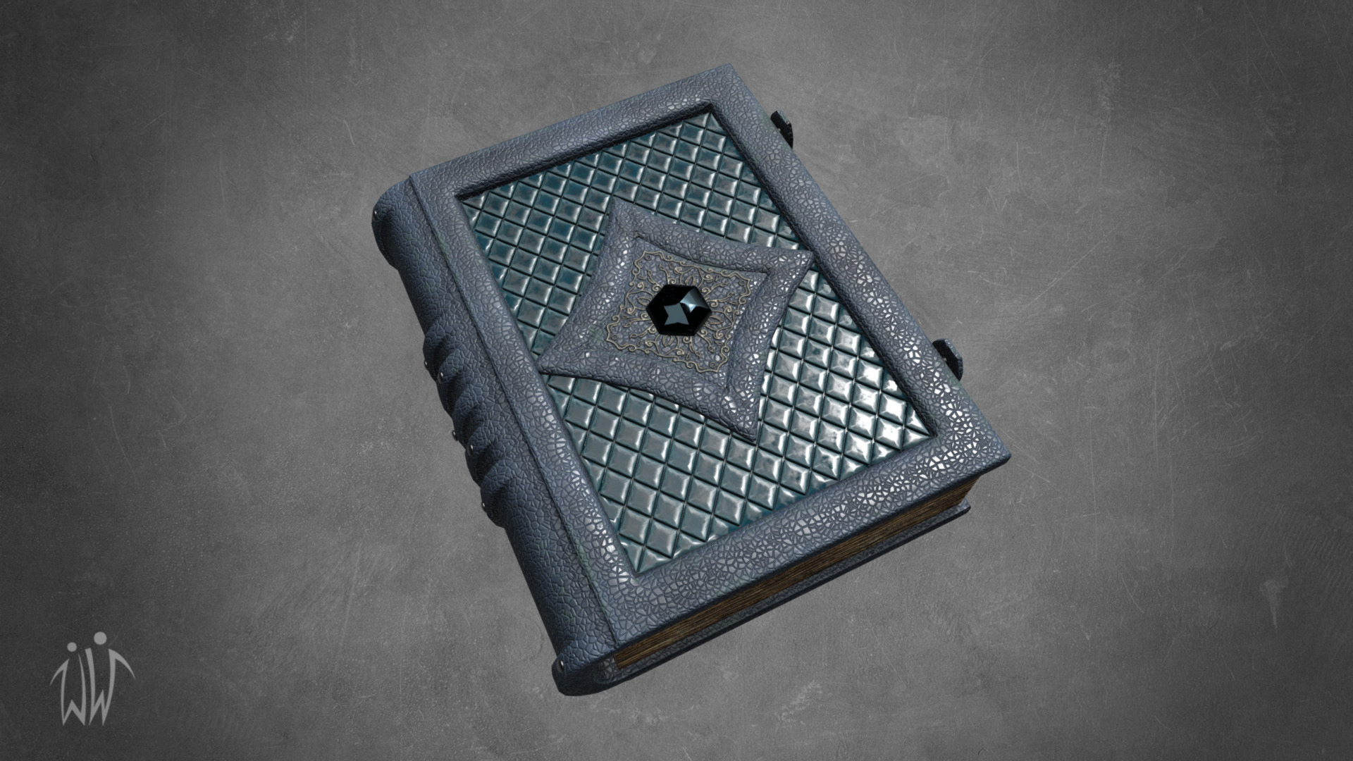 3D model Old spell book - This is a 3D model of the Old spell book. The 3D model is about a black rectangular object with a hole in it.