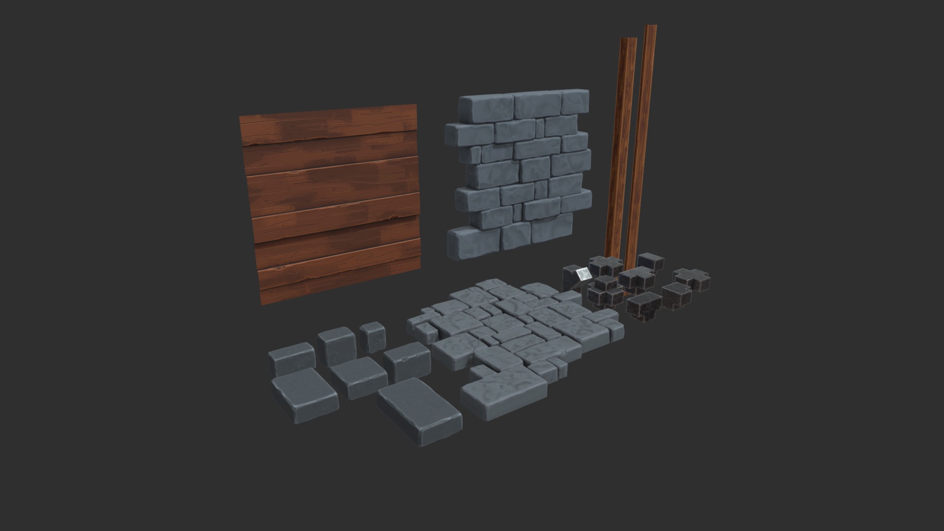 3D model Dungeon Wall Building Set - This is a 3D model of the Dungeon Wall Building Set. The 3D model is about a group of white cubes.