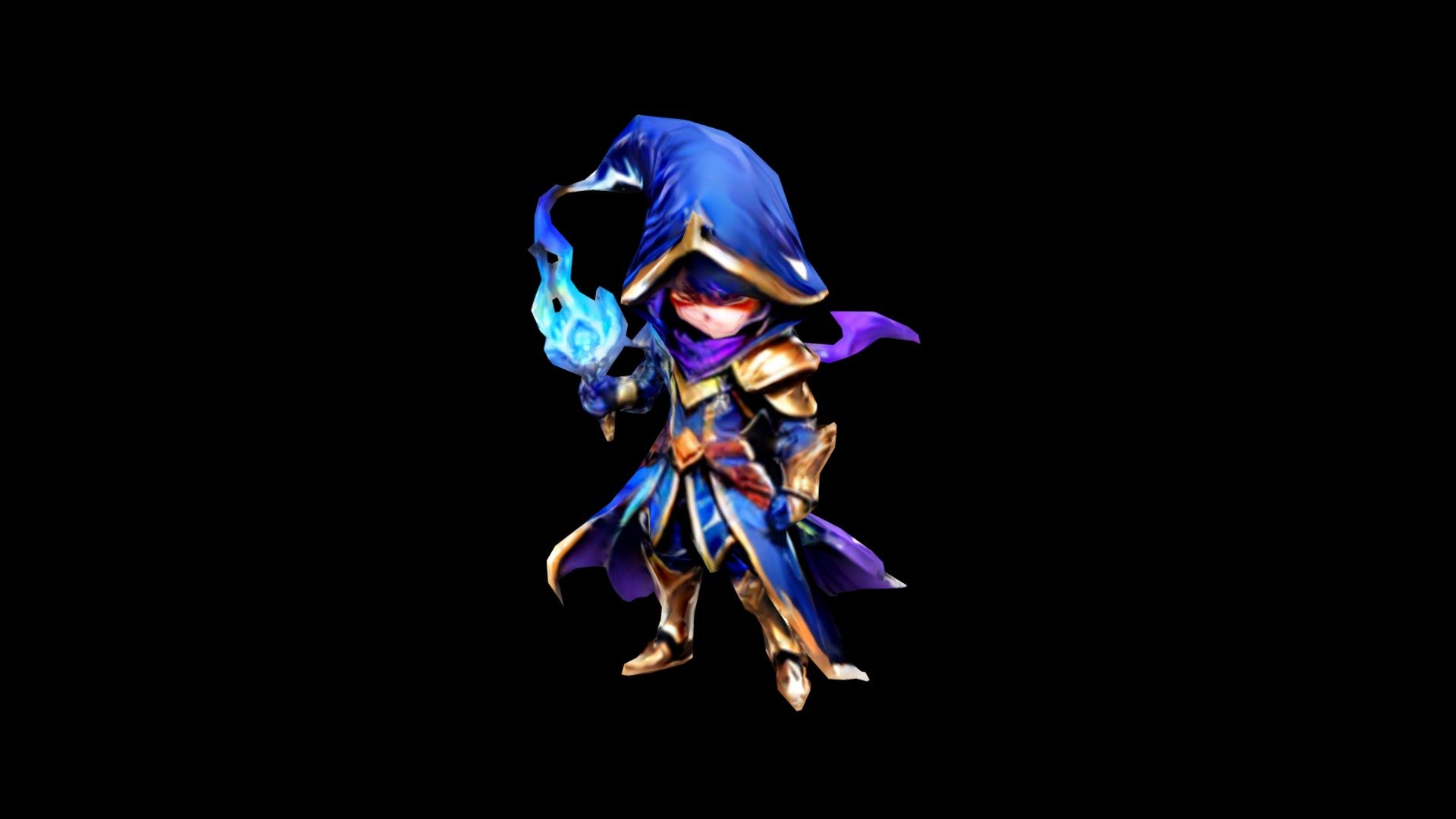 A wizard character in blue and gold wearing a lo - Download Free 3D ...