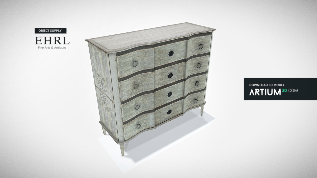 3D model Swedish chest of drawers – EHRL - This is a 3D model of the Swedish chest of drawers - EHRL. The 3D model is about a grey rectangular box.