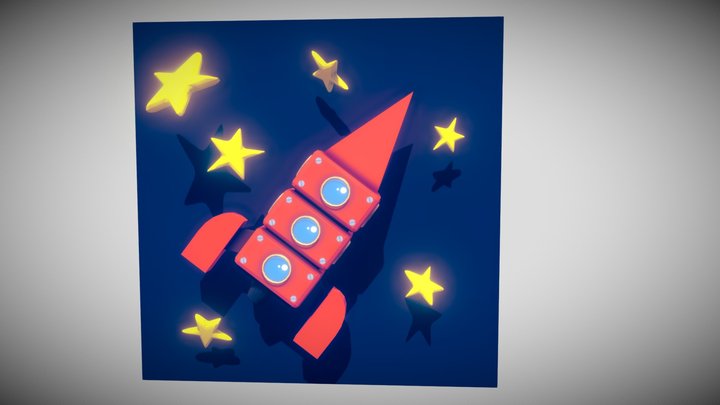 Toy Rocket diorama 3D Model