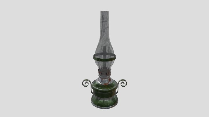 Green kerosene lamp 3D Model