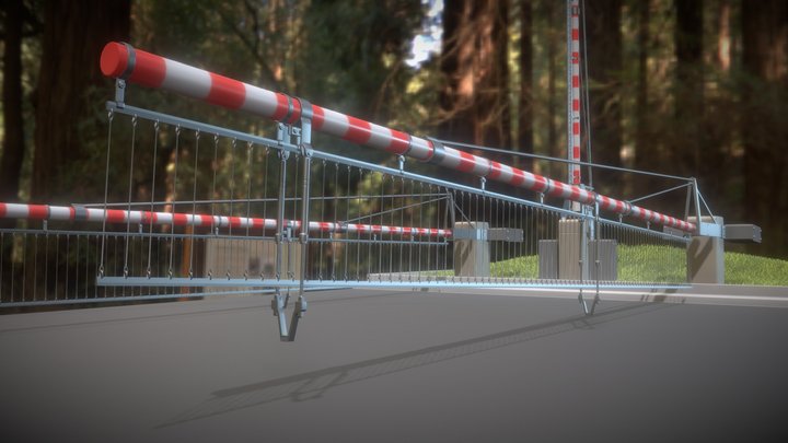 Railroad Barrier 9m (High-Poly) Protective Grid 3D Model