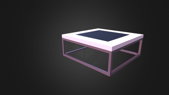 Square Coffee Table with Glass Window 3D Model