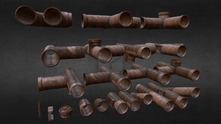 Modular Sewer Pipes 3D Model