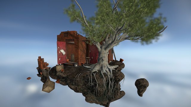 A poor little shed, ripped from the ground. 3D Model