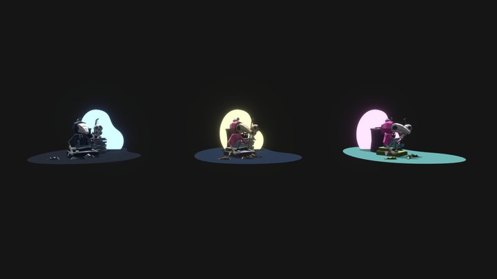 Color Pallets-3 Chars 3D Model