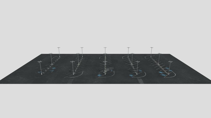 Diagonal Parking Lot Scene With 8K, 4K Textures 3D Model