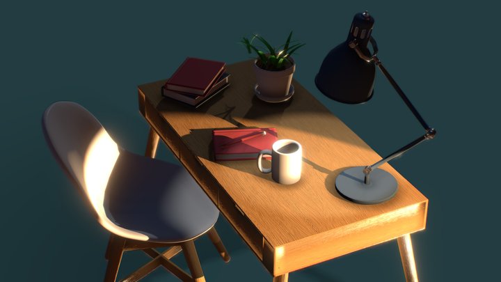 Free IKEA inspired chair and desk set 3D Model