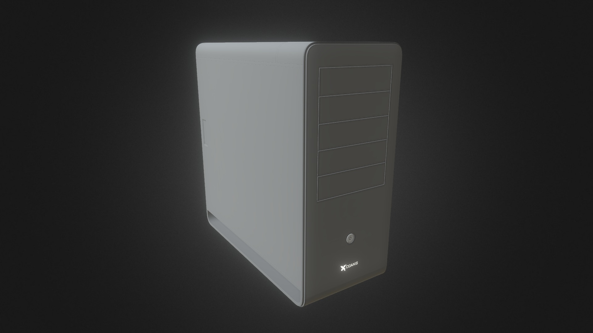 3D model CGAxis PC Case - This is a 3D model of the CGAxis PC Case. The 3D model is about a white rectangular device.
