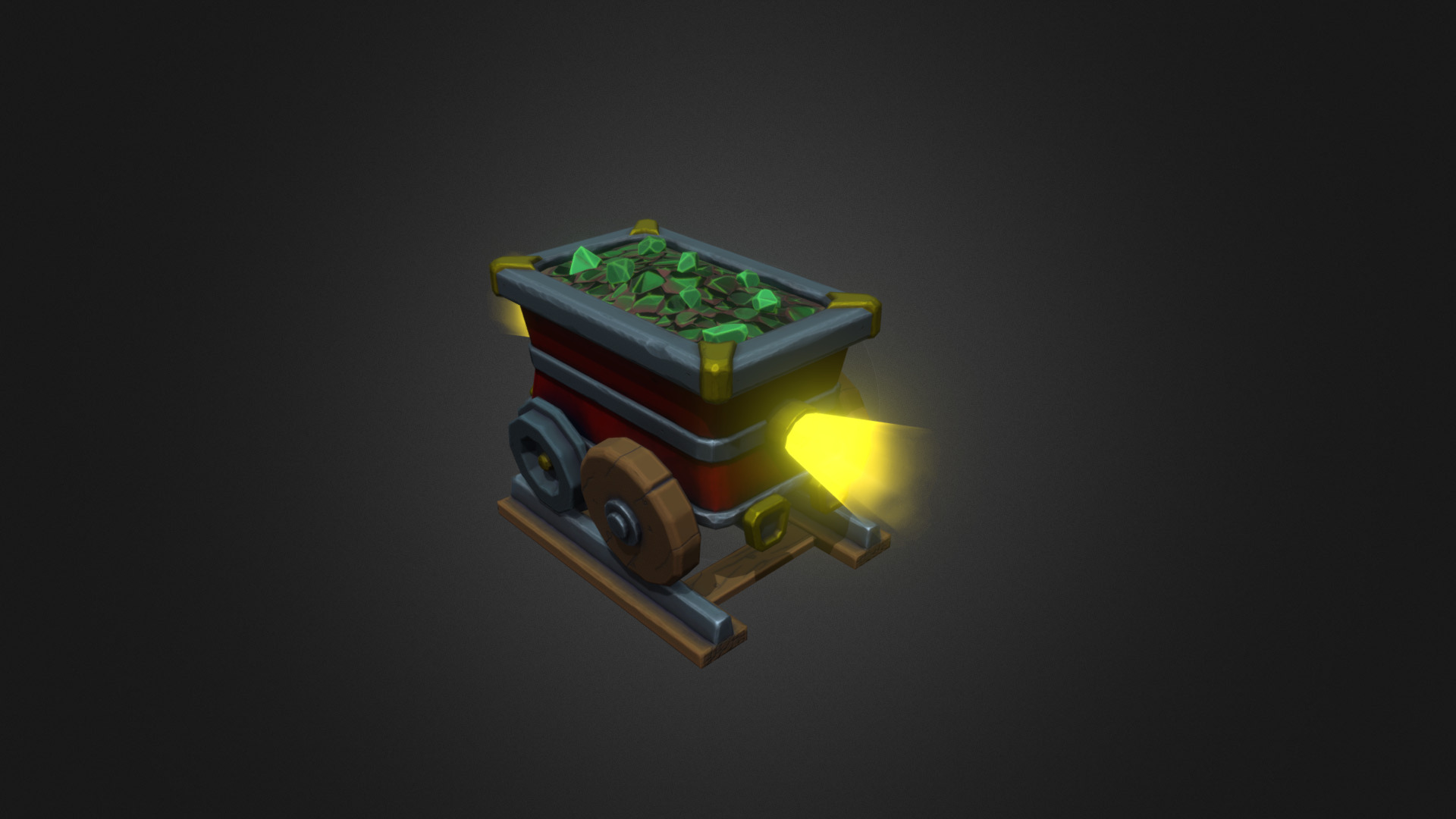 3D model Stylised Minecart - This is a 3D model of the Stylised Minecart. The 3D model is about a toy car with lights.