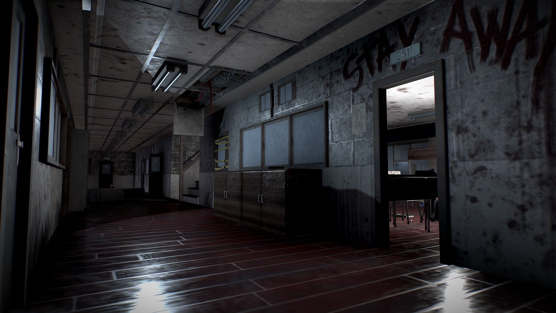 Creepy school hallway (WIP) 3D model by altiegg [c84bc5f] Sketchfab