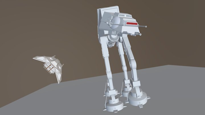 ATAT and Snowspeeder Battle - No textures 3D Model