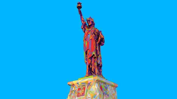 Low Polygon Pop Art Style Liberty Statue 3D Model