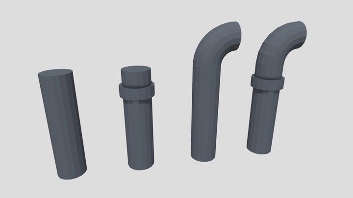 Iron Tube - Modular (Low Poly) 3D Model