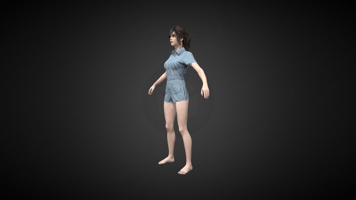 Woman Denim suit 3D Model
