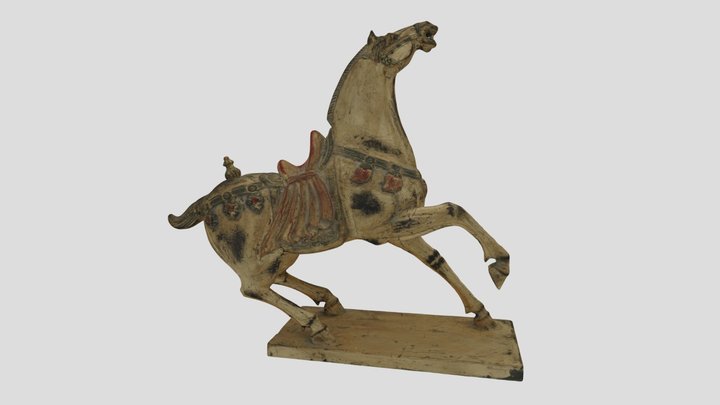 Antique Wood Carving - Tang Horse Gloden Large 4 3D Model