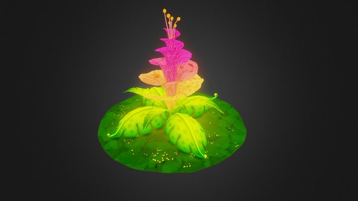 Stylized Hand Painted Flower 3D Model