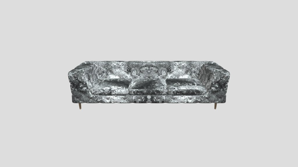 Deep Button Black Three Seater Sofa