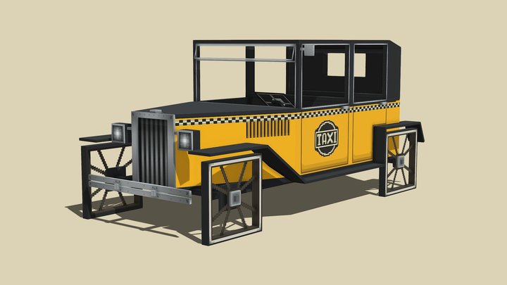 blockbench retrro taxi car 3D Model