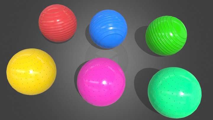 Exercise Balls - Low Poly 3D Model