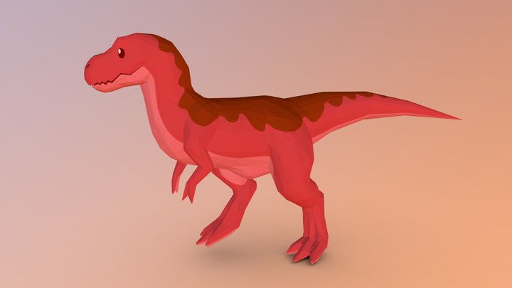 *R!* Low-poly T-rex Figurine [Walking Red] 3D Model