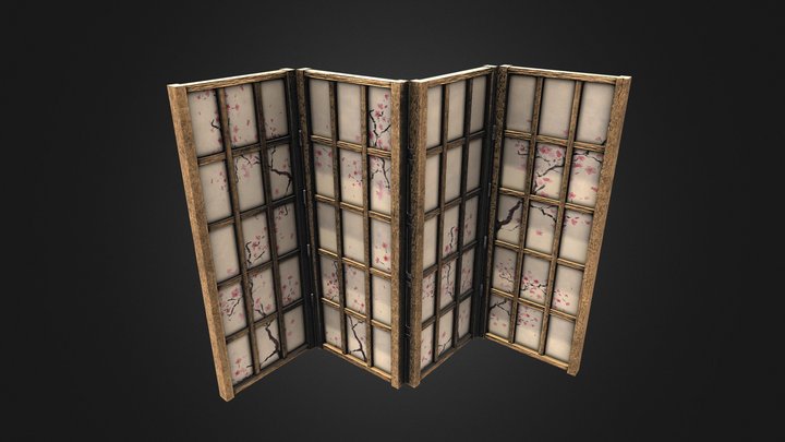 Japanese Screen Divider (game ready asset) 3D Model