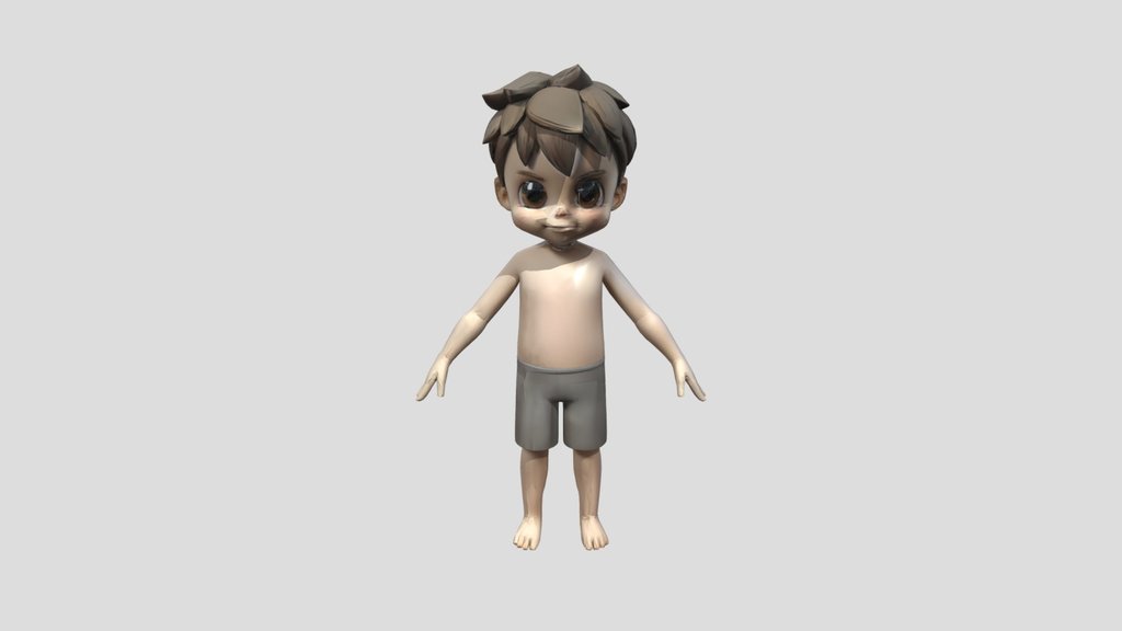 Cartoon boy in shorts