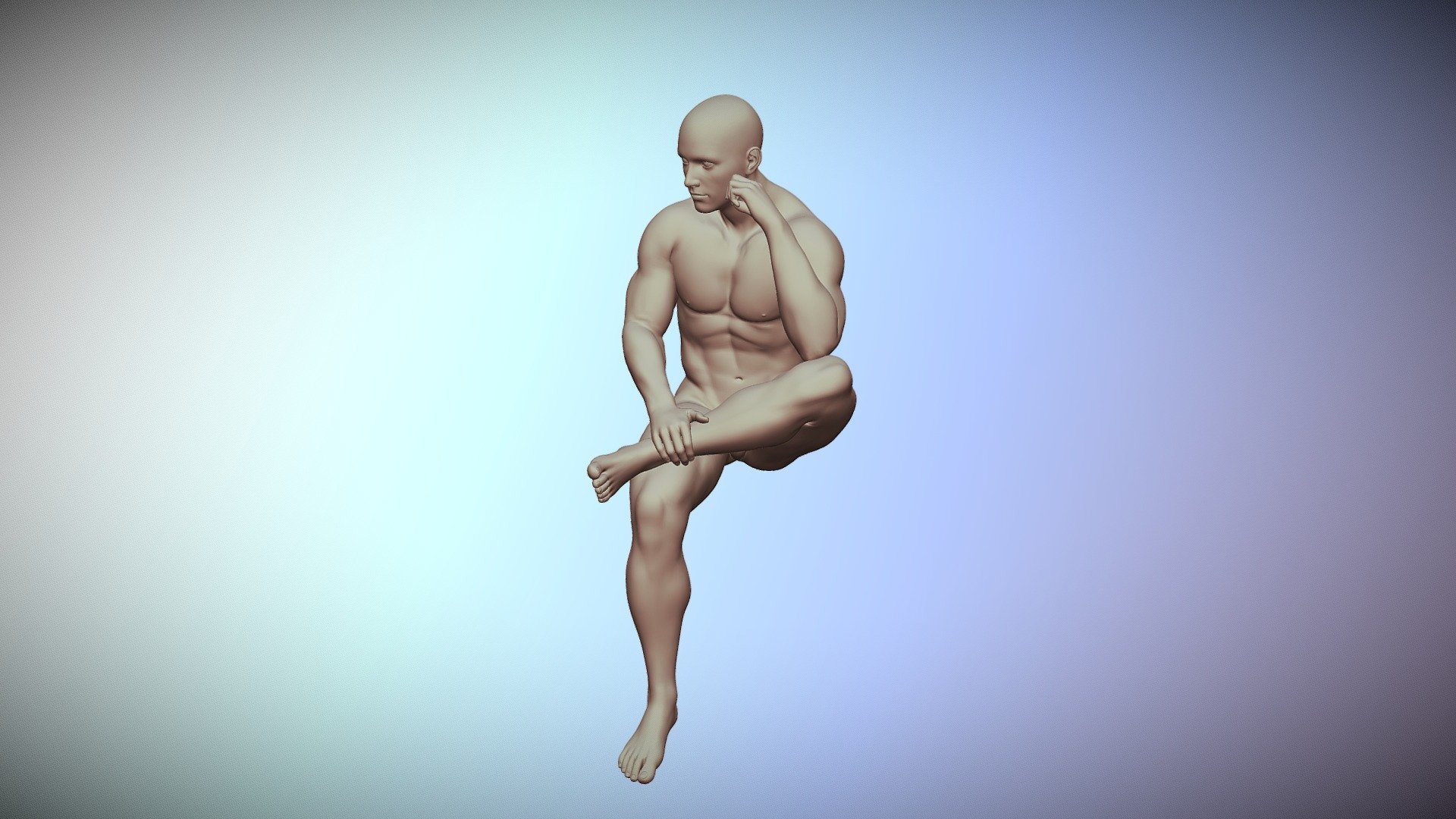 3D Print Ready Nude Male Body Pose 08