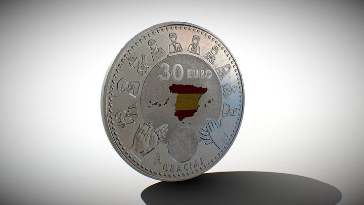 Moneda de plata 3D Model